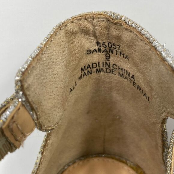 Michael Samantha Heeled Strappy Metallic Open Toe‎ Sandals Silver /Gold 9 - Picture 10 of 12